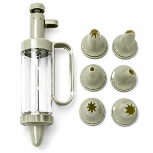 Plastic Cake Decorating Gun Set Clear Icing Dispenser with 6 Tips (7Pcs) | Easy-to-Clean Pastry Syringe Kit for Cupcake Decorating Mess-Free Frosting