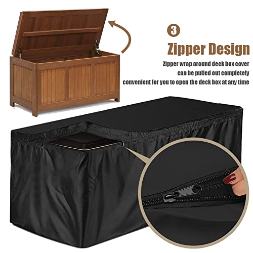 Gicov Deck Box Cover Waterproof Heavy Duty Patio Storage Box Cover With Zipper Outdoor Ottoman Bench Cover Rectangular For Keter Suncast Lifetime Rain Snow Dust Resistant #TOP3