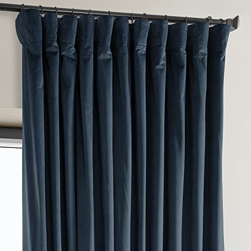 Image of HPD Half Price Drapes Signature Plush Extra Wide Velvet Blackout Curtains for Bedroom (1 Panel),100W X 108L Hotel Black Out Curtains for Living Room, Thermal Insulated Curtains, Varsity Blue
