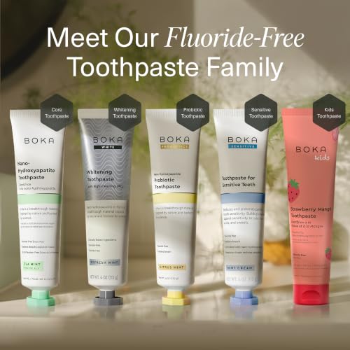 Image of Boka Toothpaste - Fluoride Free Toothpaste, Nano Hydroxyapatite Toothpaste | Appropriate for Sensitive Teeth - Adult Oral Care - Clinically Tested - Whitening - 3.4 Oz