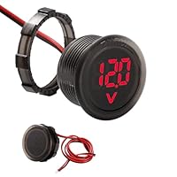 VooGenzek DC 5-100V DC Digital Voltmeter Wasserdicht, 2 Drähte Spannungsmesser 3-Digit LED Anzeige, mit Anti Konnection Schutz, für Autos Fahrzeuge Motorräder Boote, Rot