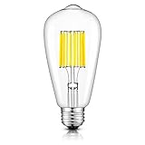 CRLight 10W LED Edison Bulb 5000K Daylight White 1000LM, 100W Equivalent E26 Medium Base, ST64 Vintage LED Filament Bulbs, 360 Degrees Beam Angle, Non-dimmable