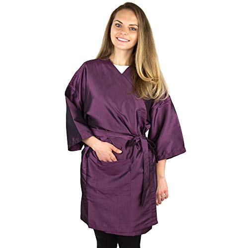 Hair Salon Smock with Pocket - Purple Client Wrap Gown - Cutting Robe - Client Gown Salon - Salon Client Gown Robes - Stylist Gown - Spa Gown - Haircut Gown
