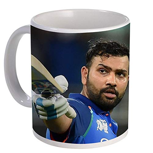 COLORYARD Best White Ceramic Coffee Mug 1Pc (Rohit Sharma with bat)