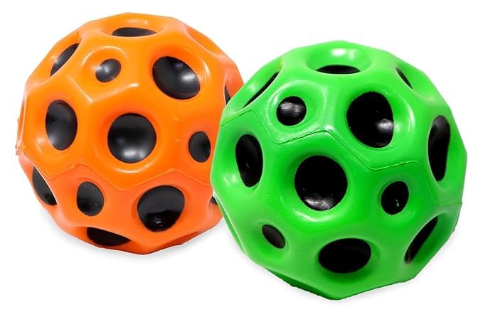 Image of MSGH Toyz Bouncing Moon Ball For Kids With Soft Rubber Bounce Set Playground Toy Best Gift Boys And Girl (Random Color, (Pack Of 2) Softball, Orange,Green)