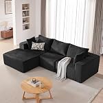 HUATEAN 108” Modular Sectional Sofa, Boneless Cloud Couch with Chaise, Memory Foam Sofa, Corduroy L-Shape Sofa with Deep Seat for Living Room Bedroom