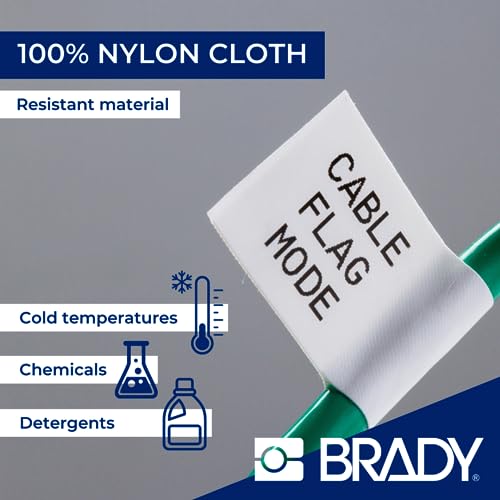 Image of Brady Authentic (M21-500-595-WT) All-Weather Vinyl Label & Authentic (M21-750-499) Multi-Purpose Nylon Label & Authentic (M21-375-499) Multi-Purpose Nylon Label for General ID, Wire Mark