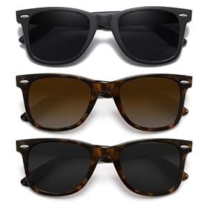 MEETSUN Retro Polarized Sunglasses for Women Men Classic Mirror Lens Driving Trendy Sun Glasses UV Protection (3 Pack)