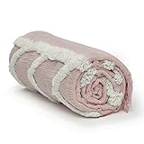 Americanflat 50x60 Throw Blanket - Soft and Breathable Cotton Throw Blanket for Couch, Bed, Chair - Decorative Blankets Perfect for Home, Office, or Outdoor Use - Pink Tufted Design
