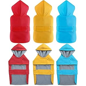 LeerKing hondenregenjas met voering regenjas waterdichte hondenjas met verstelbare tailleband capuchon voor kleine middelgrote honden geel XS