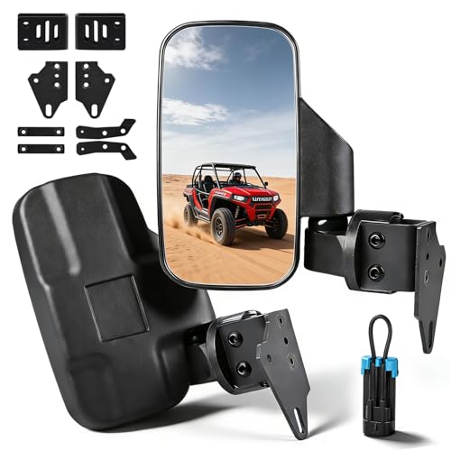 Upgrade Defender Side Mirrors, UNIGT UTV Side Mirror Compatible with Can Am Defender HD10 HD9 HD8 HD7 HD5 2016-2026, Easy Install & Adjustable Fit Full/Half-door, No door & 1pcs Seat Belt Bypass