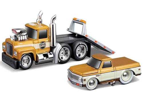 Muscle Machines 1980 A685ST Flatbed Truck Gold Metallic