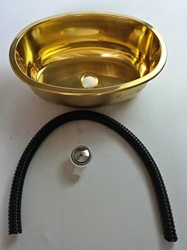 JZ RV Caravan Boat SS Golden Oval Hand Wash Basin Sink 390270130mm GR-518