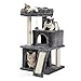 Amazon Brand – Eono Alberi tiragraffi con Superiore Lounger 2 Grotta Perch Peluche Mobili per Gatti Grigio