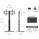 FITUEYES Biały stojak na telewizor z podłokietnikami z 20mm drewnianą podstawą na telewizor 32-70 cali, wysoki stojak na telewizor z obrotem 60° i 6 regulacjami wysokości, ścienny wąski stojak na