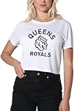 Queens University of Charlotte Large Women's Crop Top T-Shirt, White, Small