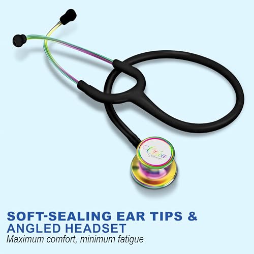 Image of OTICA Double-Sided Stainless Steel Master Style Cardiology Stethoscope Exceptional Acoustic Rainbow /Kaleidoscope Finish Chestpieces-Headset for Medical Professionals | Flexible Tubing & Soft Sealing Eartips | For Doctor,Nurse,Vet,Medical Student (Grey)