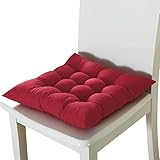 HotYou Sanft Basic Sitzkissen, Stuhlkissen mit Bändern - für Innen- und Außenbereich geeignet, Sitzpolster Auflage für Haus und Garten,Weinrot,40 * 40CM