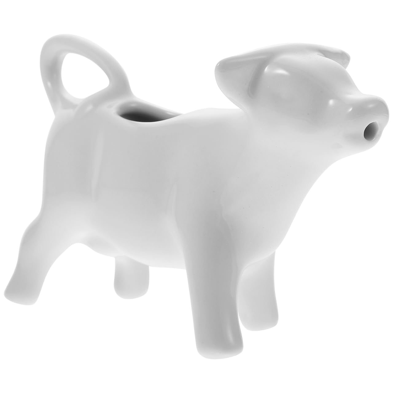 Angoily Ceramic Cow Shape Creamer and Sauce Jug, 40ML White Porcelain Dispenser Cute Animal Mini Milk Pitcher for Coffee, Tea, Milk, Cream, Gravy, Syrup, Sauces, Frothing Kitchen Dining Restaurant Use