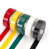 Binyuellr Colored Electrical Tape Rolls with 5 Colors- 3/4 in x 65.6 Ft Vinyl Colorful Electric Tape, Waterproof Wire Harness Tape with High Temp & Flame Retardant for Indoor Outdoor