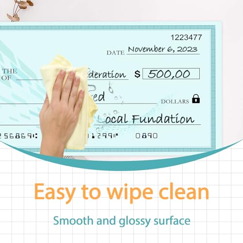 Giant Reusable Dry Erase Check 30x16 Inch - Large Presentation Board for Fundraisers & Awards | Oversized Donation Sign with 2 Markers (Green) - Thumbnail 2