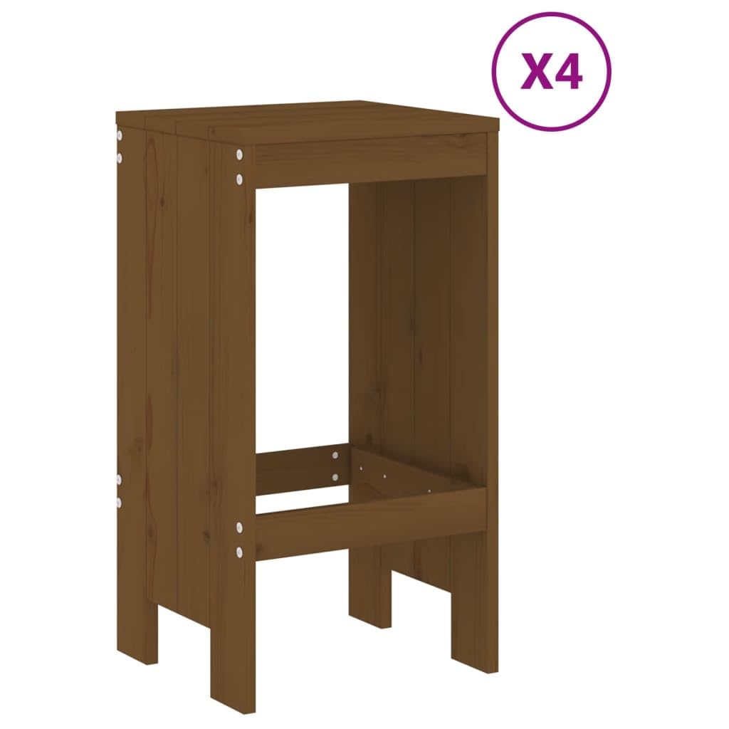 Juego de 5 barras de jardín color marrón miel de pino macizo para terraza, balcón, jardín y porche, incluye mesa y taburetes, ideal para sentarse, comer y relajarse en el exterior