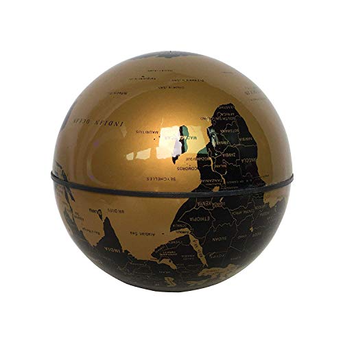 Floating Globe with LED Lights C Shape Magnetic Levitation Floating Globe World Map for Desk Decoration (Gold)