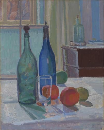 Bouteilles bleues et vertes toile affiche Spencer Frederick décoration murale