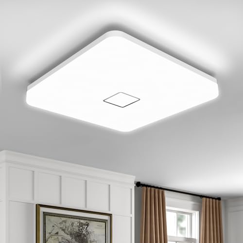 Öuesen 24W moderno impermeabile LED Lampada a soffitto piazza sottile plafoniera a filo Bianco freddo 5000K plafoniere a led per Soggiorno Sala da pranzo Camera da letto Bagno Cucina Balcone Corridoio