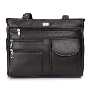 K London Women's Leather Shoulder Handbag with Multiple Zippered Compartments, Brown, Silver Hardware 14 41FvTec7YDL. SL500 . SS300