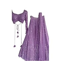 SHAFNUFAB Women's Georgette Semi Stitched Lehenga Choli In Purple Colour Chaniyacholisf21896