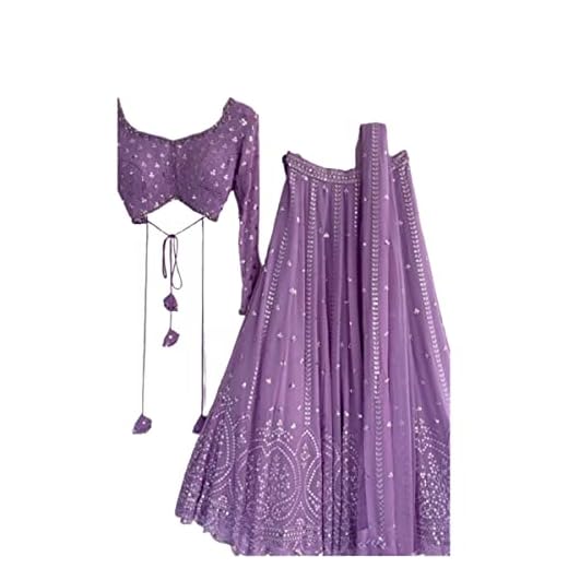SHAFNUFAB Women's Georgette Semi Stitched Lehenga Choli In Purple Colour Chaniyacholisf21896