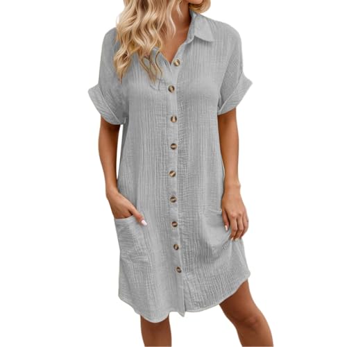Robe décontractée femme avec col en V boutonné tendance printemps