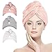 Asciugamano capelli a turbante con bottone super assorbente tessuto in microfibra di pile di corallo asciugamani cappuccio per secchi ricci e lisci asciugatura rapida per bagnati da doccia 3pz