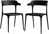 CARDIO BEAT Set de 2 Sillas Modernas, para Comedor y Jardín, Diseño Minimalista de Una Pieza, Uso Interior y Exterior CB Design (Negro)