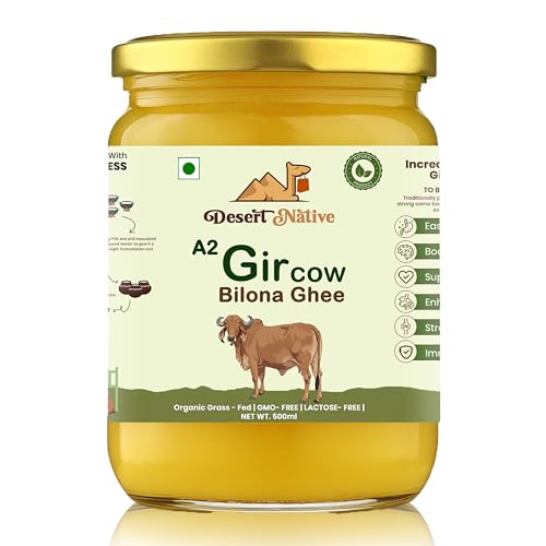 Image of Desert Native A2 Gir Cow Vedic Bilona Cultured Ghee, 500ml | Pure & Traditional, Glass Bottle