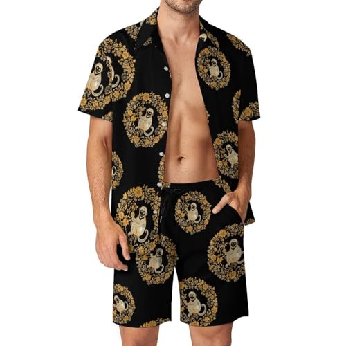 Pantalones cortos y ropa casual de playa: conjunto de 2 piezas estampado para vacaciones