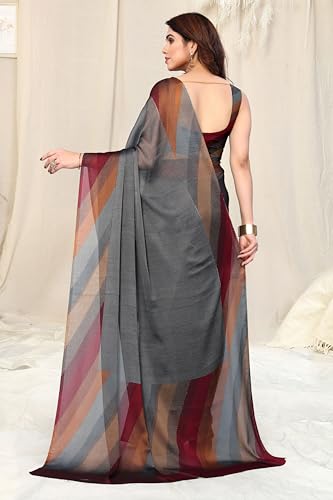 Image of MIRCHI FASHION Women's Ready to Wear 1 Minute Drape Chiffon Printed Saree with Blouse Piece