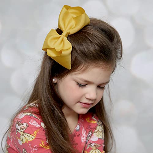 Aileam Hair Bows For Girls 6Pcs Girls Toddler Bows Clips Gold Brown Grosgrain Ribbon Alligator Clips Kids Hair Accessories (6Inch ×2, 4Inch ×2, 3Inch ×2) #TOP4