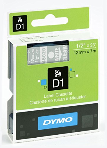 Dymo D1 - Correa de repuesto (12 mm x 7 m), color blanco y transparente