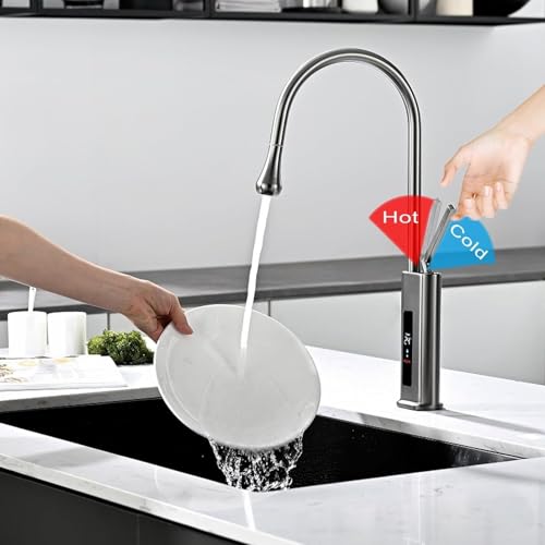 Robinet de cuisine pivotant anti brûlure avec écran de contrôle