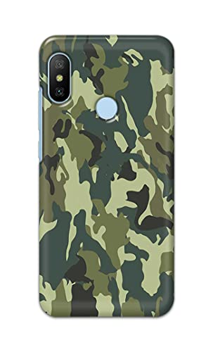 Image of Printed Hard Back Cover Case for Mi A2 Back Cover (Green Army Camouflage) -1803