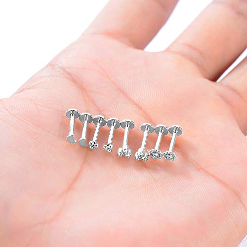 Gnoliew 16G 316L Stainless Steel Labret Monroe Lip Ring Studs Cartilage Helix Tragus Conch Daith Nose Piercing Jewelry. (A6,8Mmpost) #TOP2