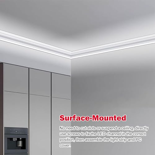 Moulure décorative plafond LED aluminium blanc éclairage indirect
