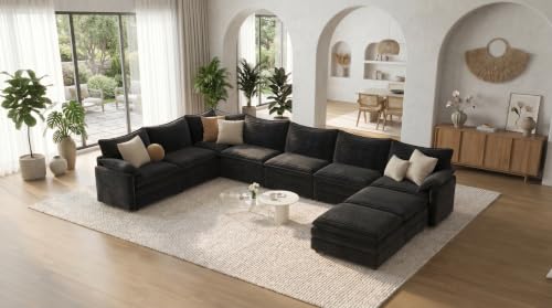 Image of Vesgantti 169 inch Large U Shaped Modular Sectional Sofa, Cloud Couch, Gray