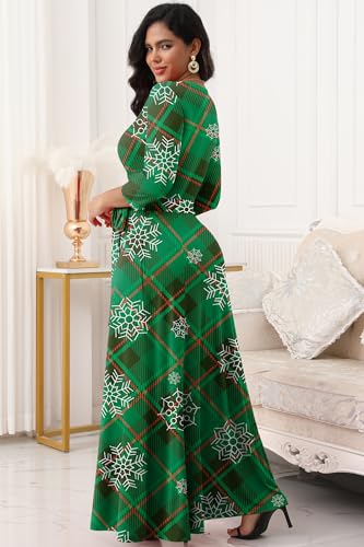 Image of FANDEE Plus Size Maxi Dress for Women Casual Summer Sundress V-Neck 3 /4 Sleeve