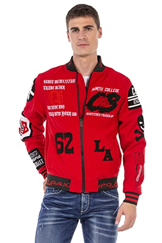 Cipo & Baxx Herren Jacke CJ274 Rot – Stylische College Jacke im Modernen...