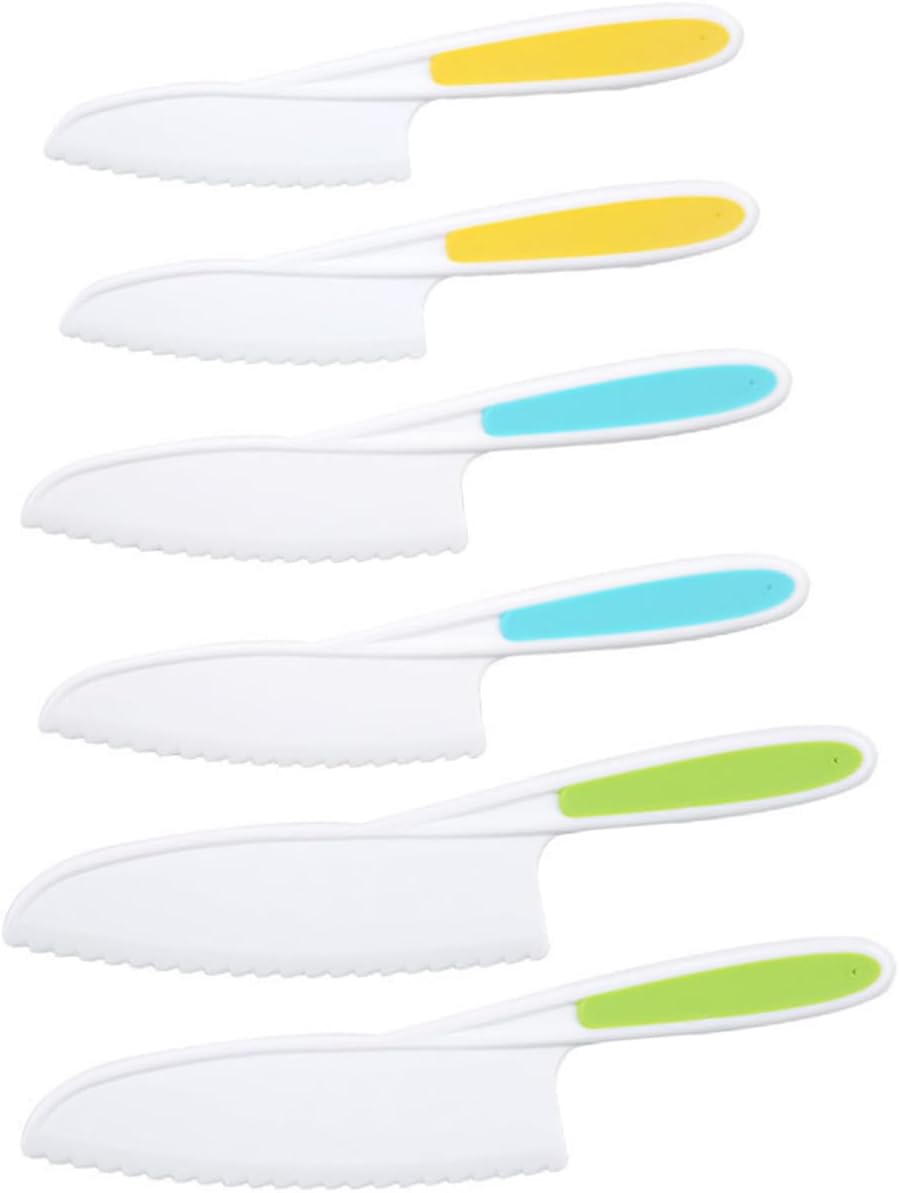 6pcs Boys and Girls Safe Cake and Fruit Cutters Set Ergonomic Plastic Dessert Cutting Tools for Early Education Food-grade Pp Material for Baking and Cooking Fun Activities