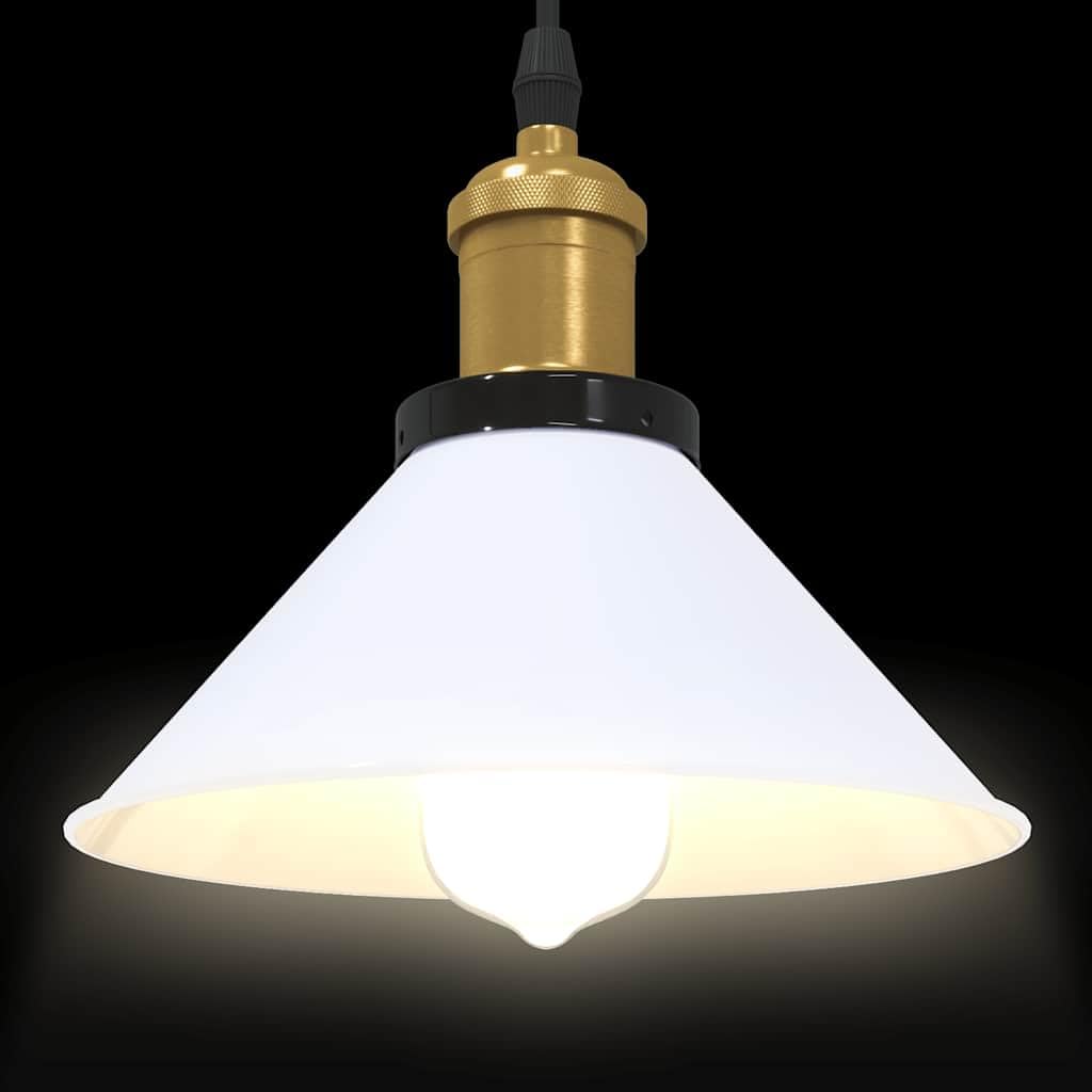Lampa wisząca z regulacją wysokości, biała, błyszcząca, metalowa, Ø 22 cm, z oprawką E27, system wyciągu, do salonu, kuchni, sypialni, oświetlenie wewnętrzne, możliwość ściemniania