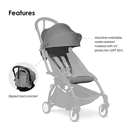 Babyzen Yoyo 6+ Color Pack, Grey - Includes Seat Cushion, Matching Canopy & Zippered Back Pocket - Requires Yoyo2 Frame (Sold Separately) #TOP3